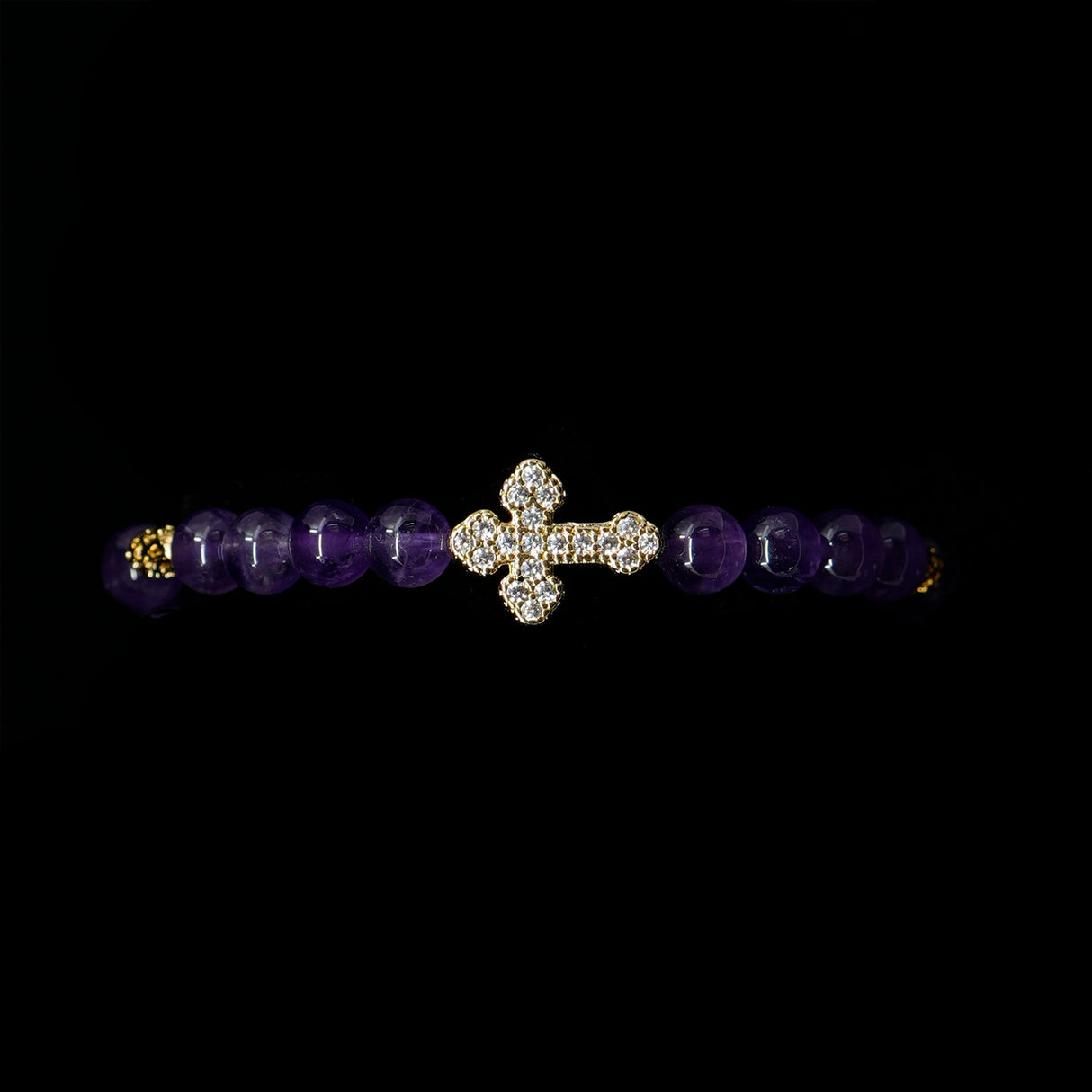 Amethyst 24k Gold Plated Christian Woman Beads Bracelet