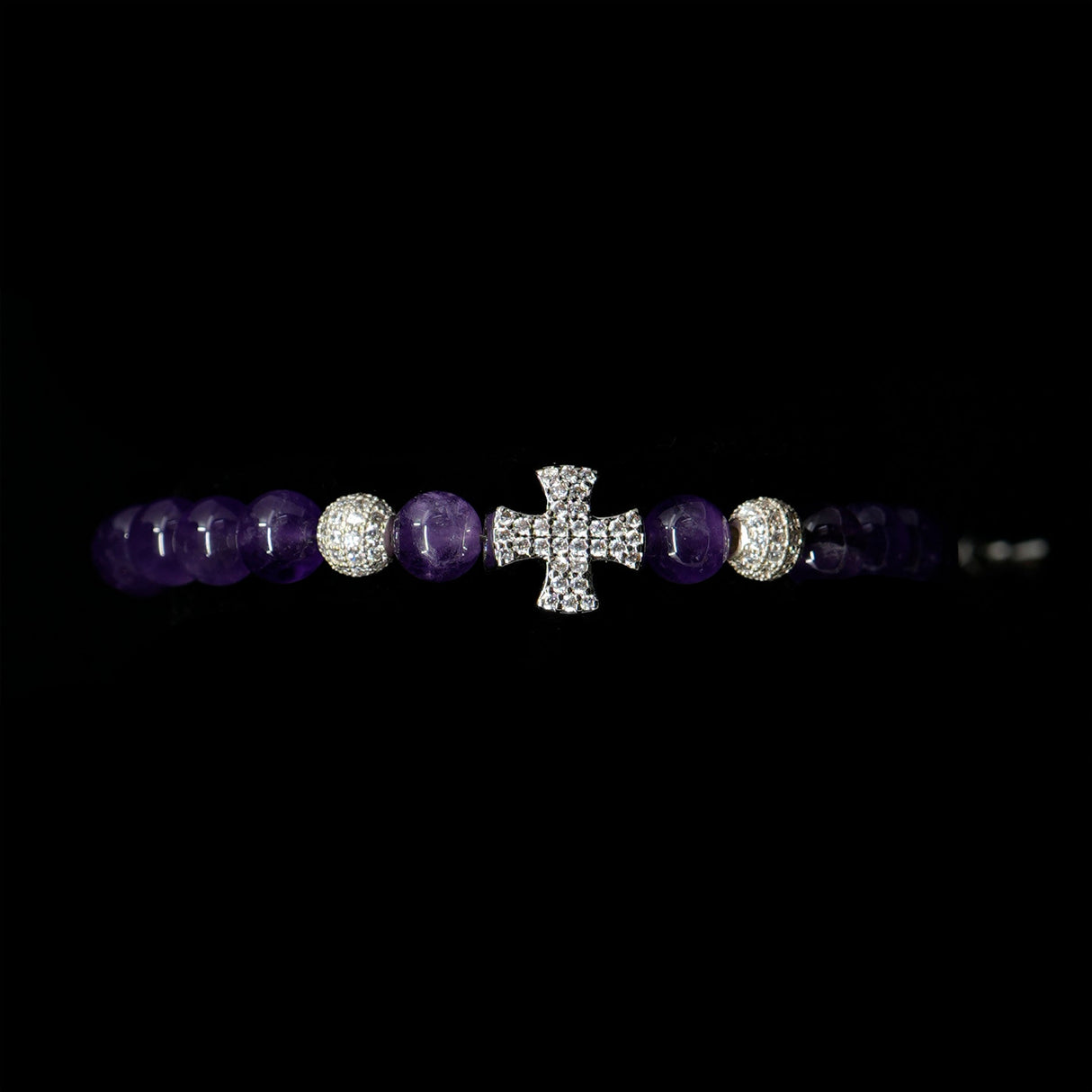Amethyst Sterling Silver Plated Christian Woman Beads Bracelet