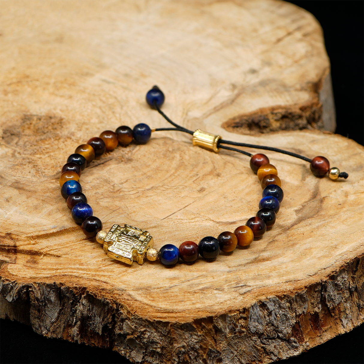 Tiger’s Eye 24k Gold Plated Christian Woman Beads Bracelet