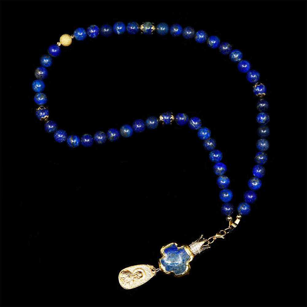 Lapis Lazuli 24k Gold Plated 50 beads Christian Prayer Rope