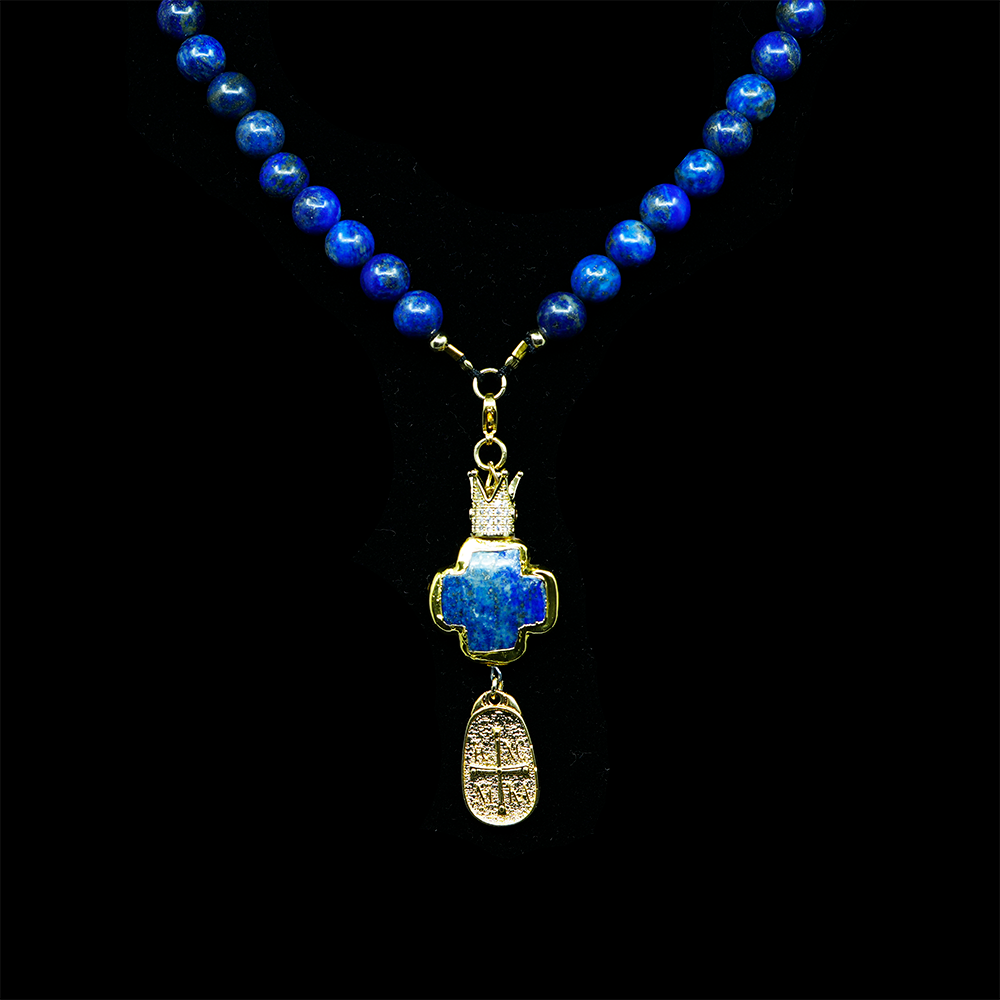 Lapis Lazuli 24k Gold Plated 50 beads Christian Prayer Rope