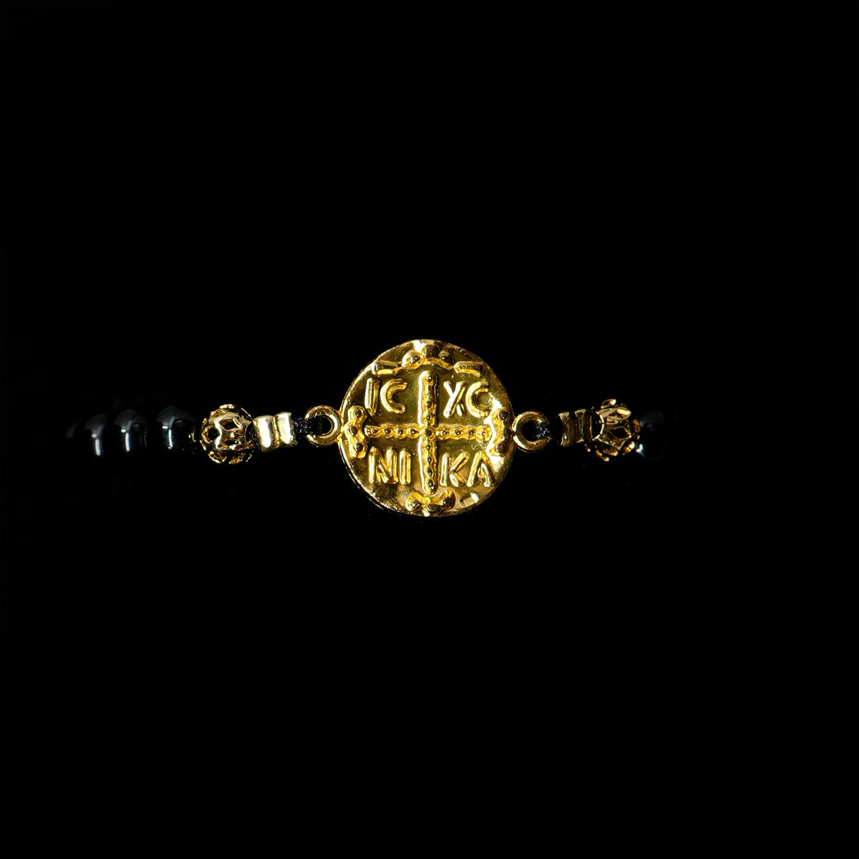 Onyx [Black] 24k Gold Plated Christian Woman Bracelet