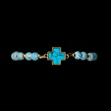Agate [Cornflower Blue] 24k Gold Plated Christian Woman Bracelet