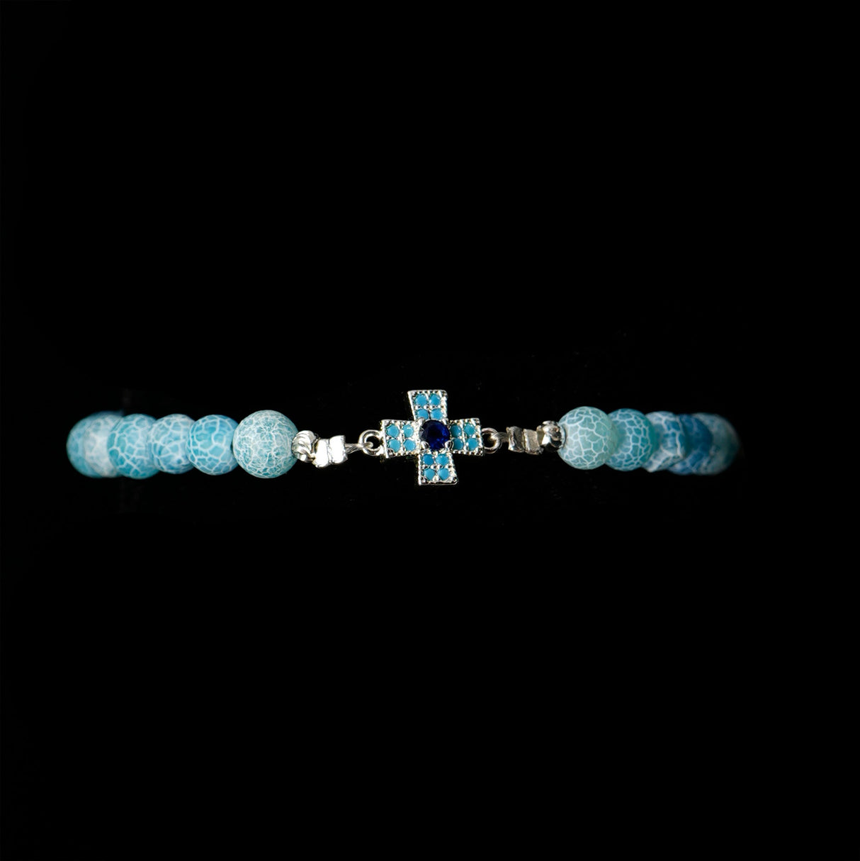 Agate [Cornflower Blue] Sterling Silver Christian Woman Bracelet