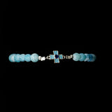 Agate [Cornflower Blue] Sterling Silver Christian Woman Bracelet