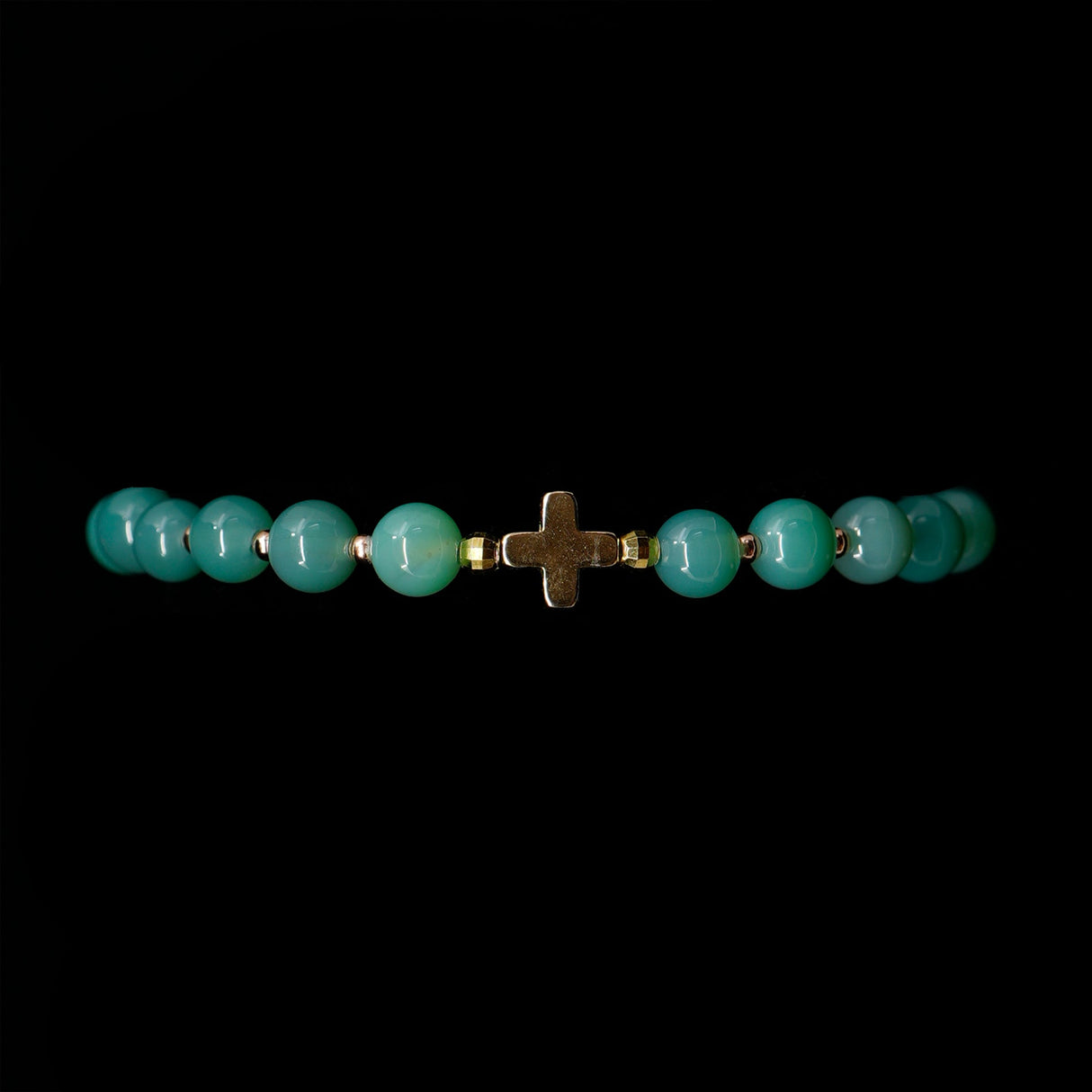 Agate [Green Onyx] 24k Gold Plated Christian Woman Bracelet