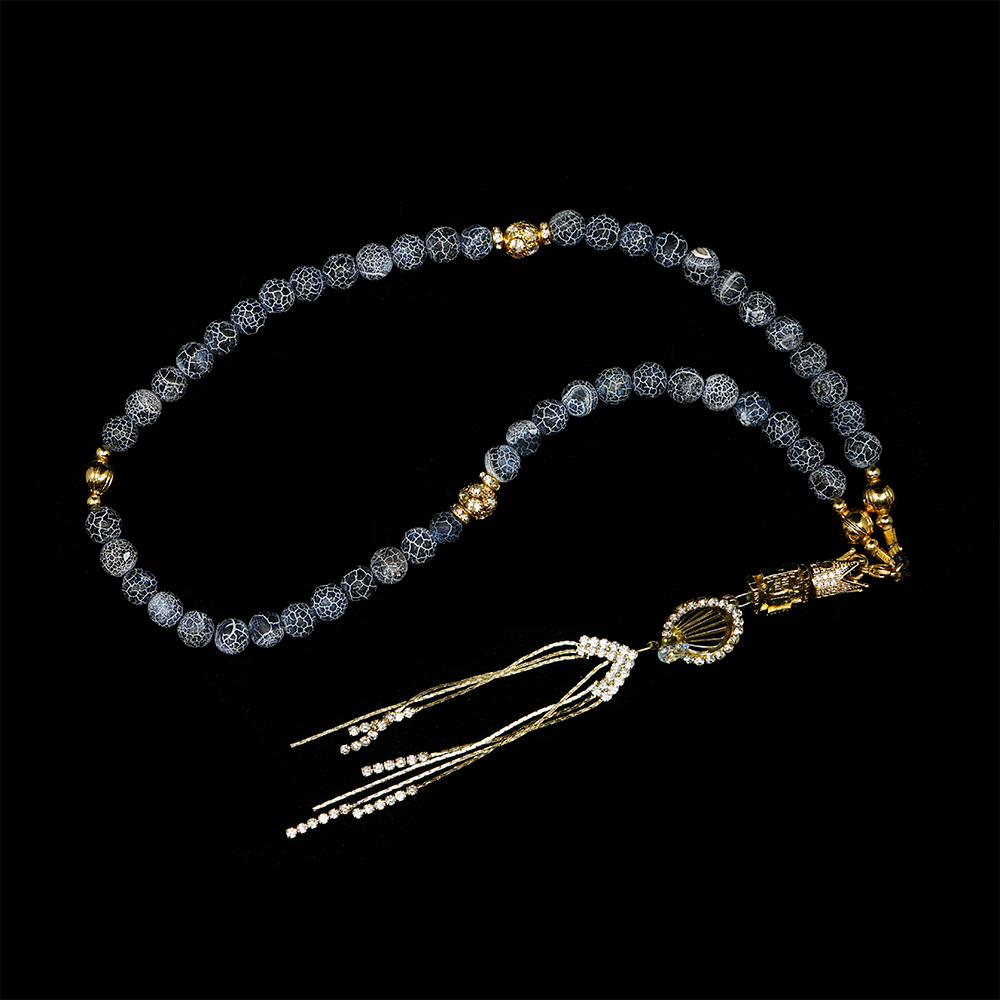 Agate [Black] 24k Gold Plated 50 beads Christian Prayer Rope