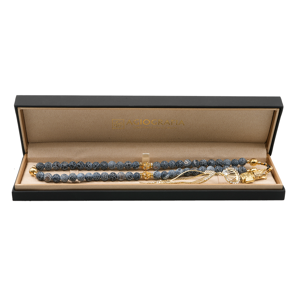 Agate [Black] 24k Gold Plated 50 beads Christian Decorative Rosary [Limited Edition]