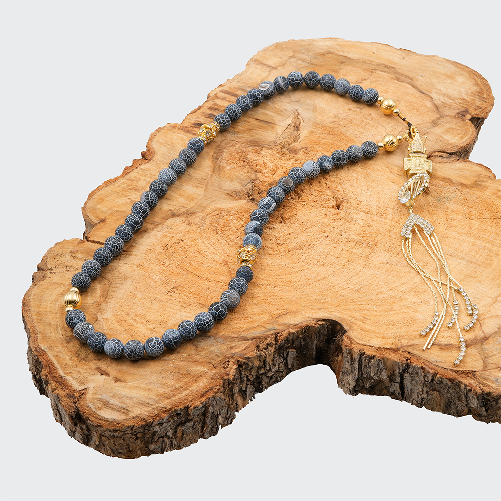 Agate [Black] 24k Gold Plated 50 beads Christian Decorative Rosary [Limited Edition]