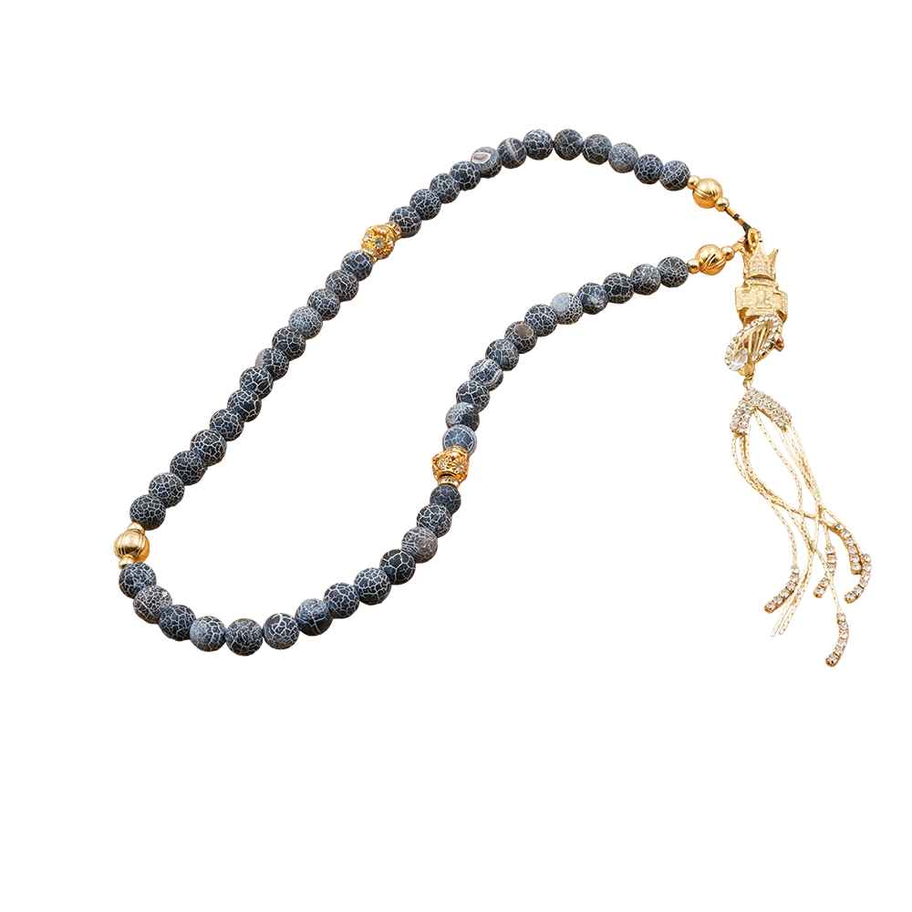 Agate [Black] 24k Gold Plated 50 beads Christian Decorative Rosary [Limited Edition]