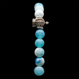 Agate [Cornflower Blue] 925 Sterling Silver Plated 50 beads Christian Decorative Rosary [Limited Edition]