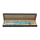 Agate [Cornflower Blue] 925 Sterling Silver Plated 33 beads Christian Decorative Rosary [Limited Edition]