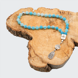 Agate [Cornflower Blue] 925 Sterling Silver Plated 33 beads Christian Decorative Rosary [Limited Edition]