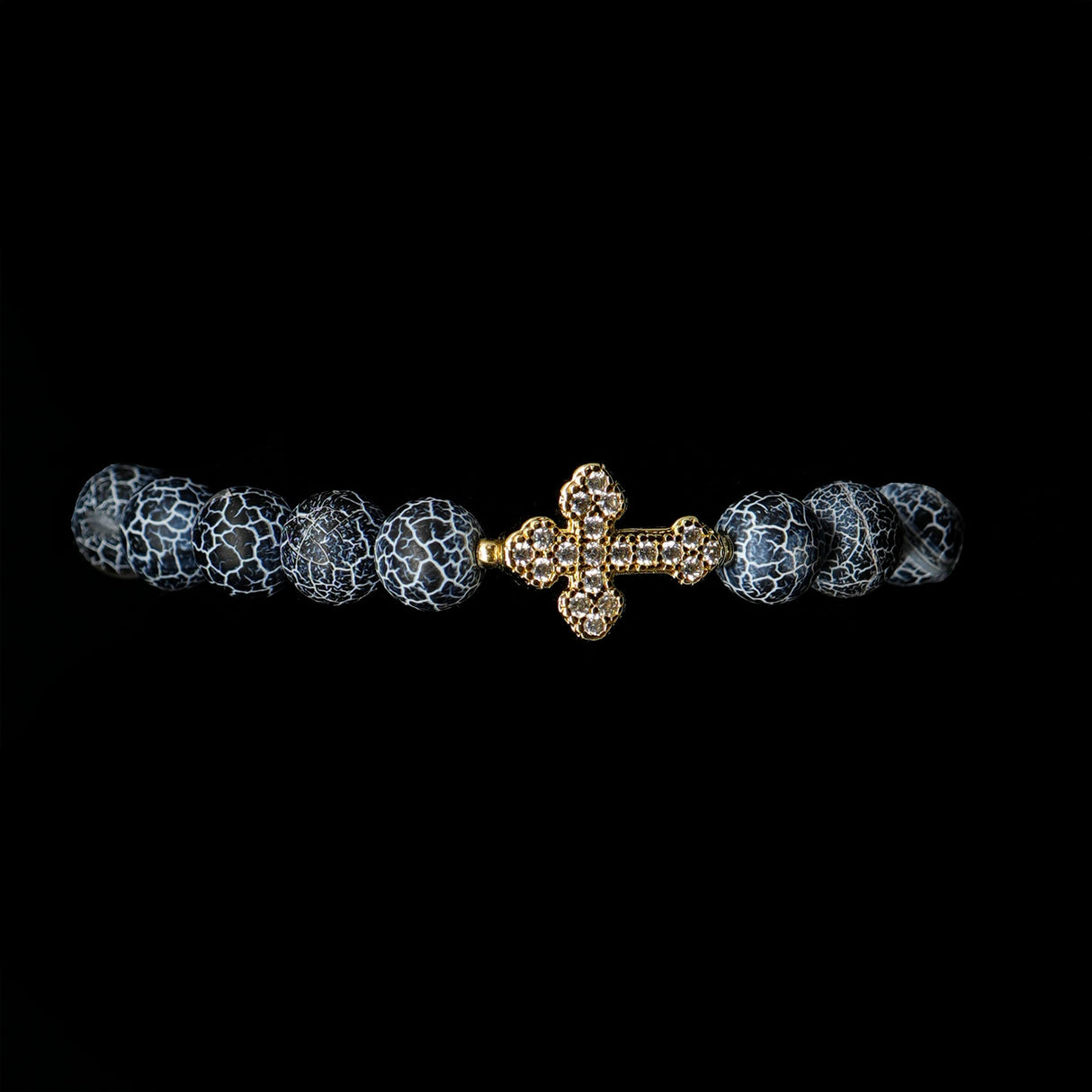 Agate [Black] 24k Gold Plated Christian Woman Bracelet