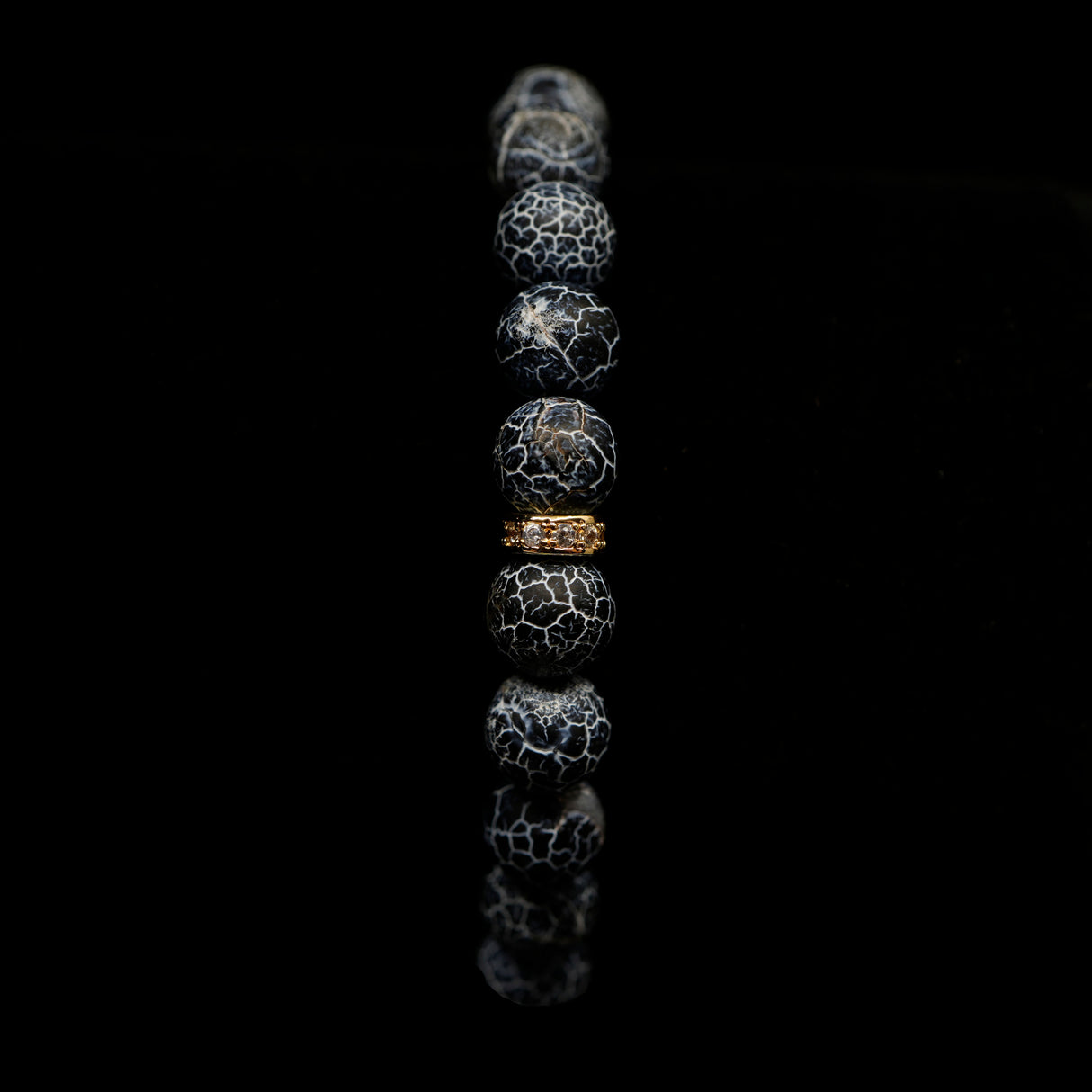 Agate [Black] 24k Gold Plated Christian Woman Bracelet