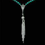 Agate [Green Onyx] 925 Sterling Silver Plated 50 beads Christian Prayer Rope