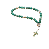 Agate [Green Onyx] 925 Sterling Silver Plated 33 beads Christian Decorative Rosary [Limited Edition]