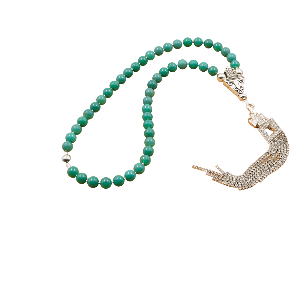 Agate [Green Onyx] 925 Sterling Silver Plated 50 beads Christian Decorative Rosary [Limited Edition]