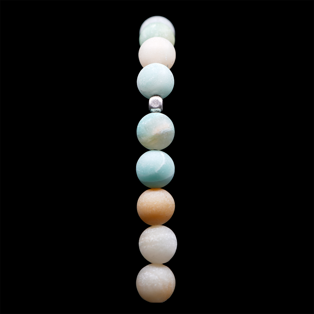 Amazonite Flower 925 Sterling Silver Plated 50 beads Christian Prayer Rope
