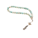 Amazonite Flower 925 Sterling Silver Plated 33 beads Christian Decorative Rosary [Limited Edition]