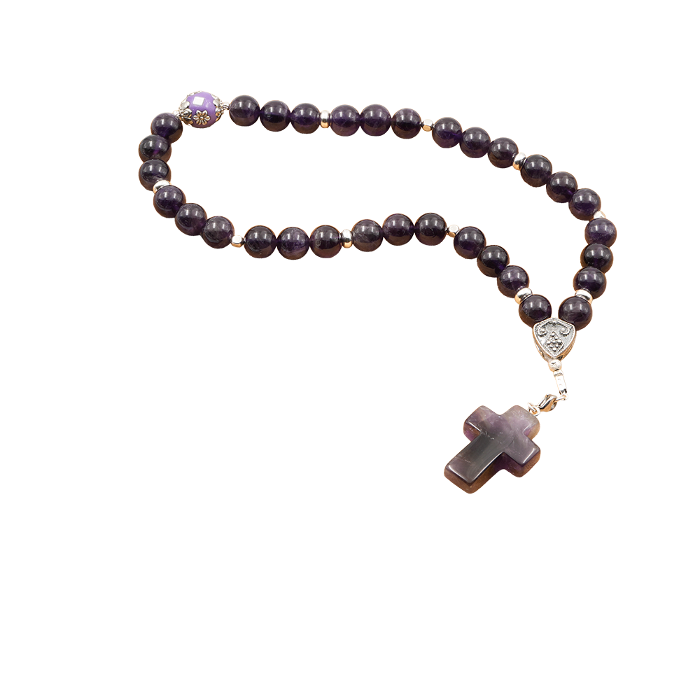 Amethyst 925 Sterling Silver Plated 33 beads Christian Decorative Rosary [Limited Edition]