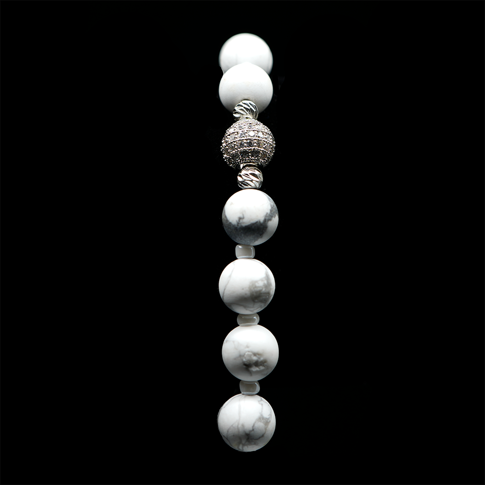 Howlite 925 Sterling Silver Plated 50 beads Christian Decorative Rosary [Limited Edition]