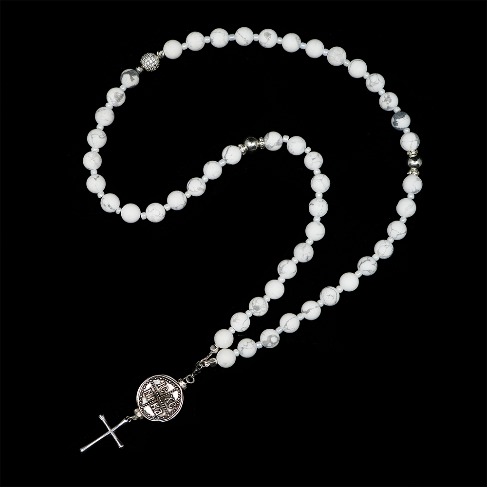 Howlite 925 Sterling Silver Plated 50 beads Christian Prayer Rope