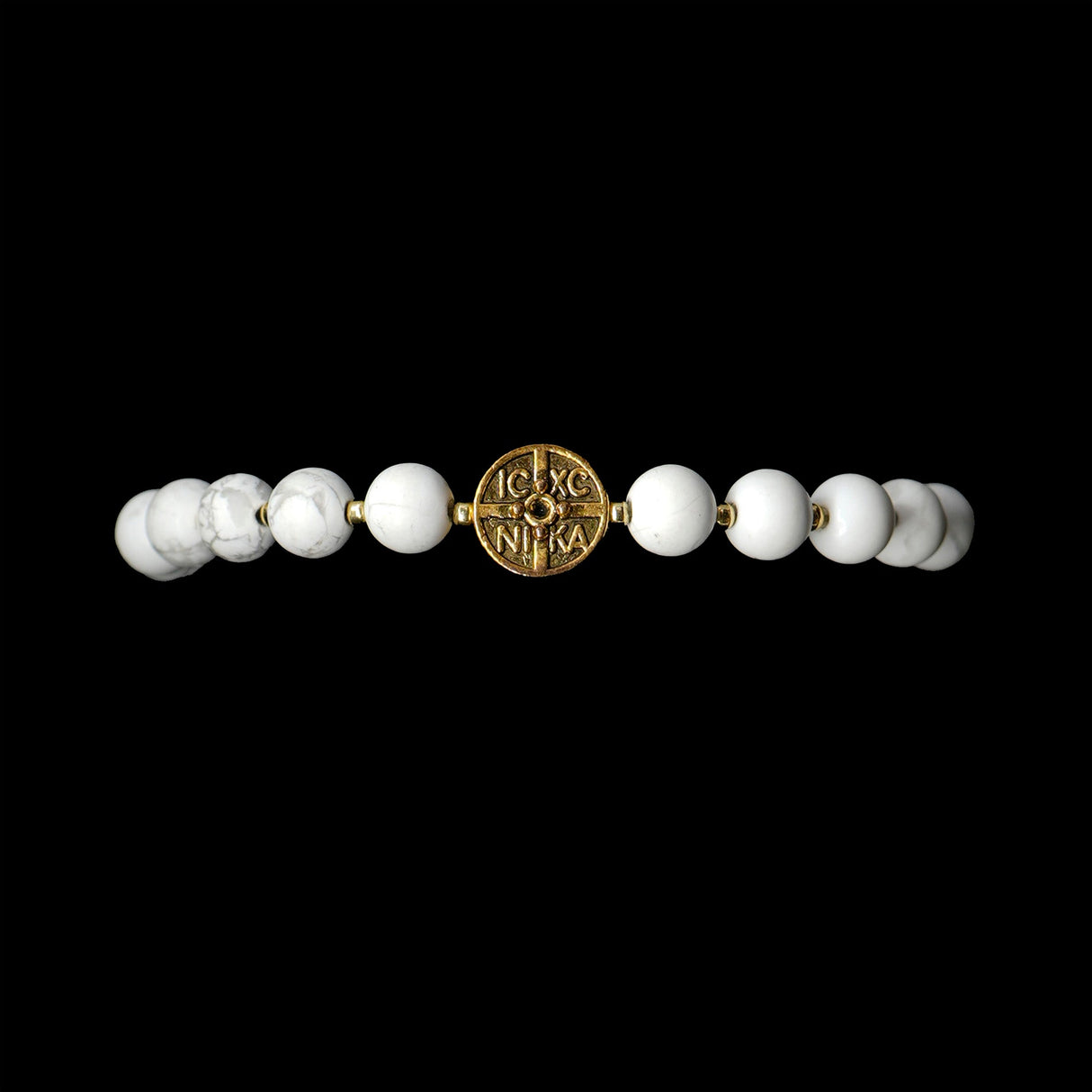 Howlite 24k Gold Plated Christian Woman Bracelet