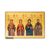 Jesus Christ with Saints Catherine, Basil and Constantine Icon [Handwritten]