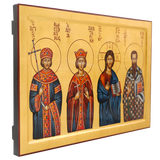 Jesus Christ with Saints Catherine, Basil and Constantine Icon [Handwritten]