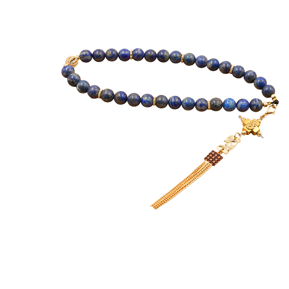 Lapis Lazuli 24k Gold Plated 33 beads Christian Decorative Rosary [Limited Edition]
