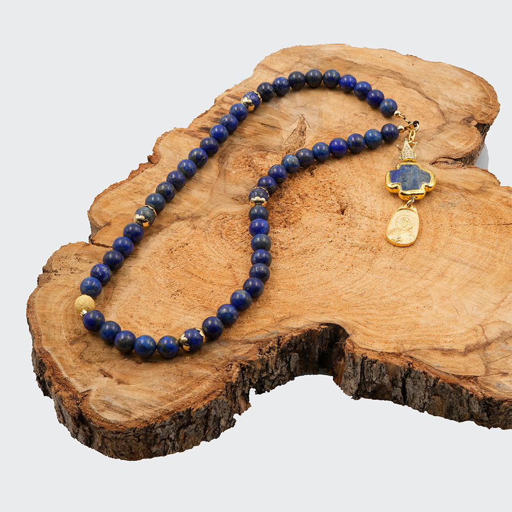 Lapis Lazuli 24k Gold Plated 50 beads Christian Prayer Rope