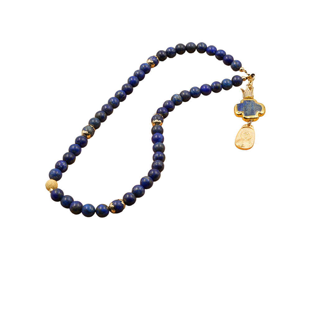 Lapis Lazuli 24k Gold Plated 50 beads Christian Prayer Rope