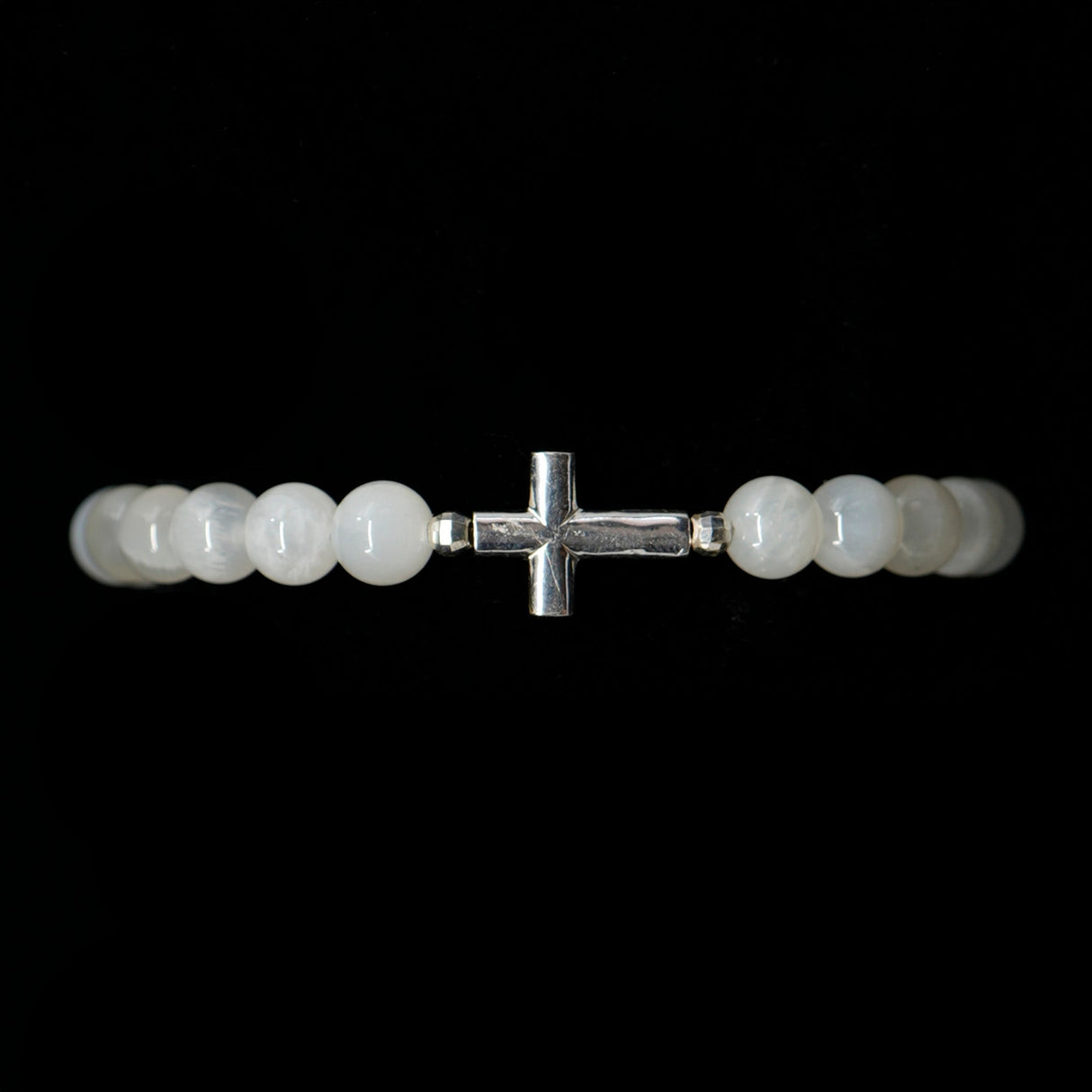 Moonstone [White] Sterling Silver Christian Woman Bracelet