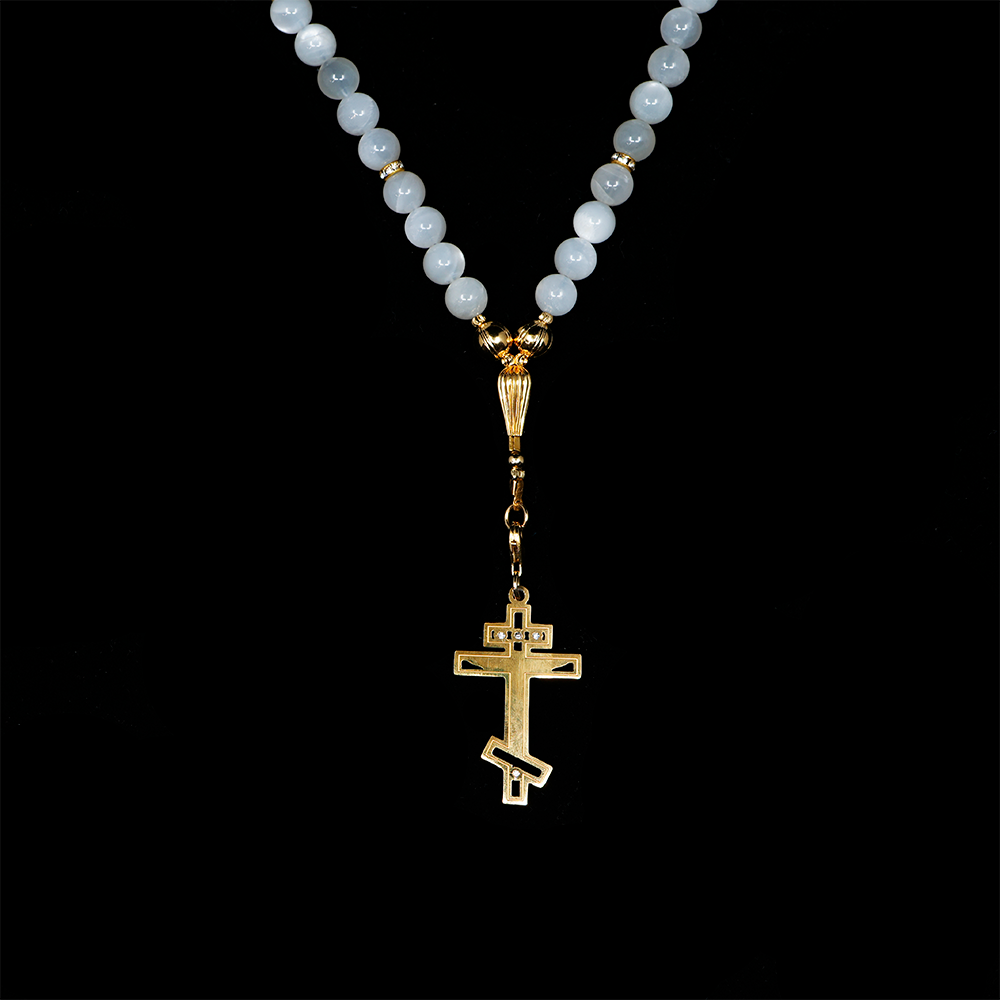 Moonstone [White] 24k Gold Plated 50 beads Christian Prayer Rope