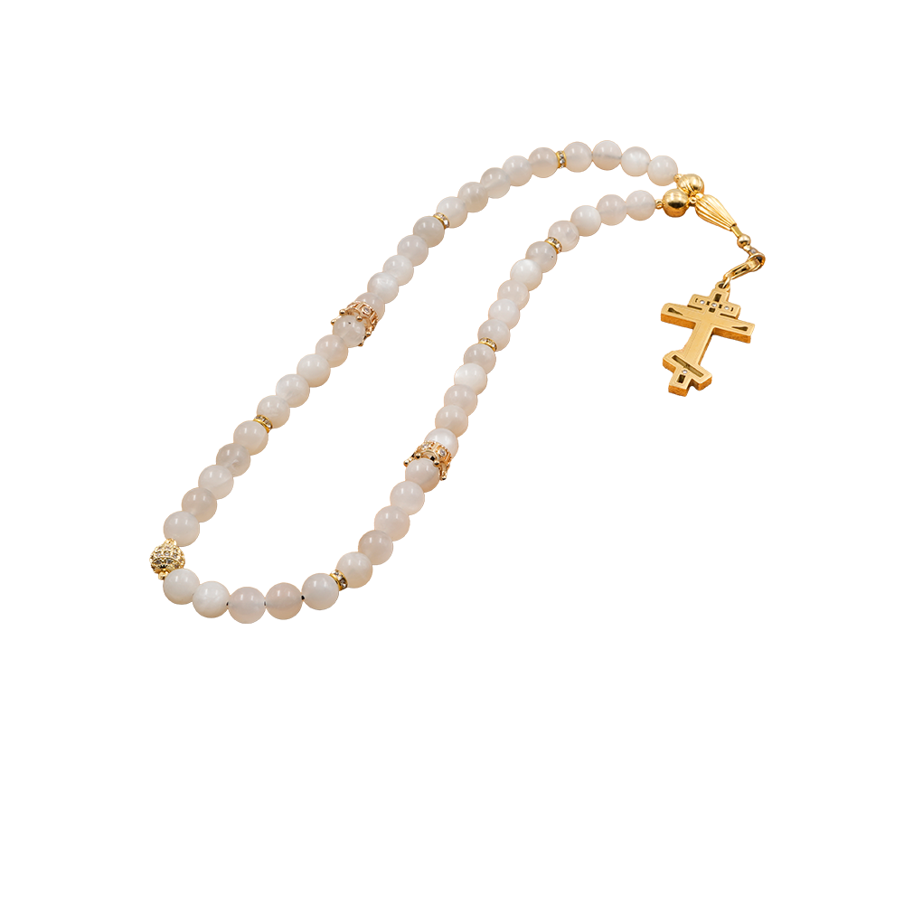 Moonstone [White] 24k Gold Plated 50 beads Christian Prayer Rope