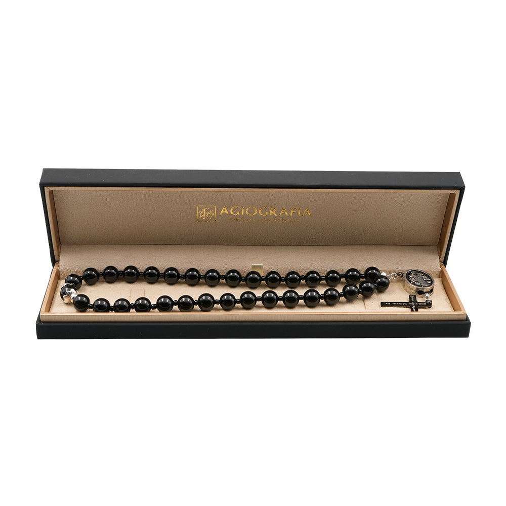 Onyx [Black] 925 Silver Sterling Plated 33 beads Christian Decorative Rosary [Limited Edition]