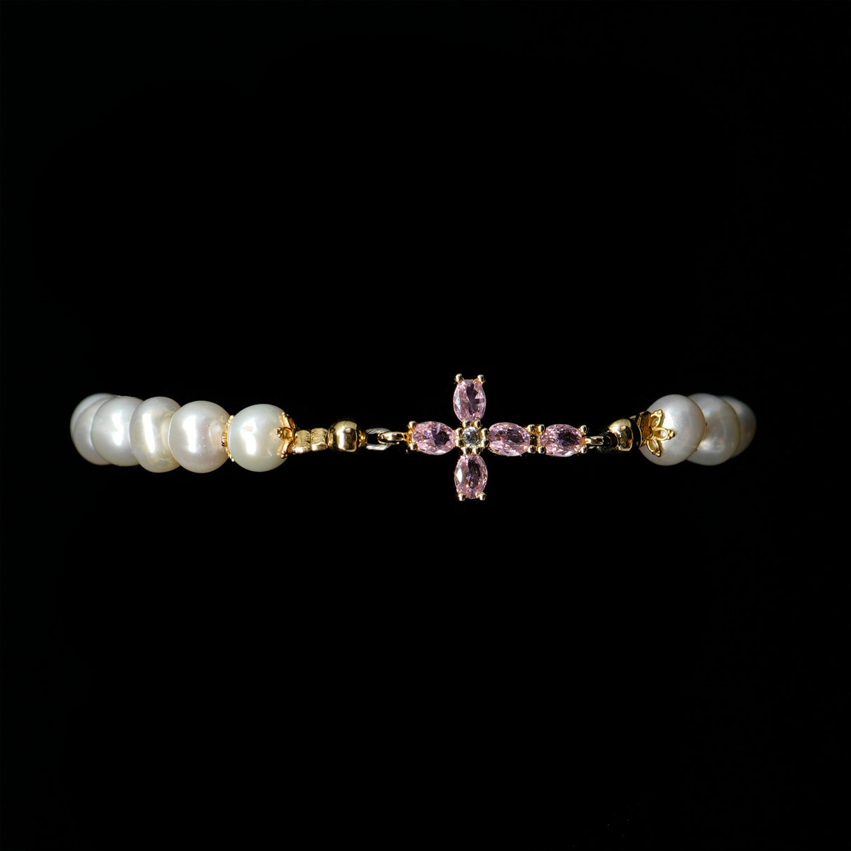 Pearls [Creamy White] 24k Gold Plated Christian Woman Bracelet