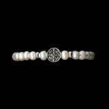Pearls [Creamy White] Platinum Plated & Sterling Silver Christian Woman Bracelet