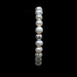 Pearls [Creamy White] Platinum Plated & Sterling Silver Christian Woman Bracelet