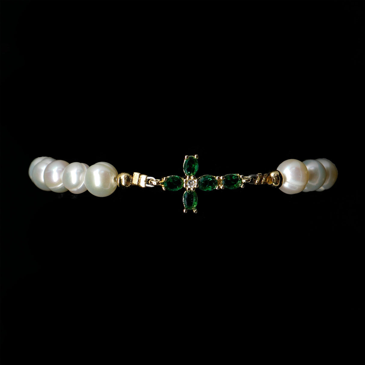 Pearls [White Smoke] 24k Gold Plated Christian Woman Bracelet