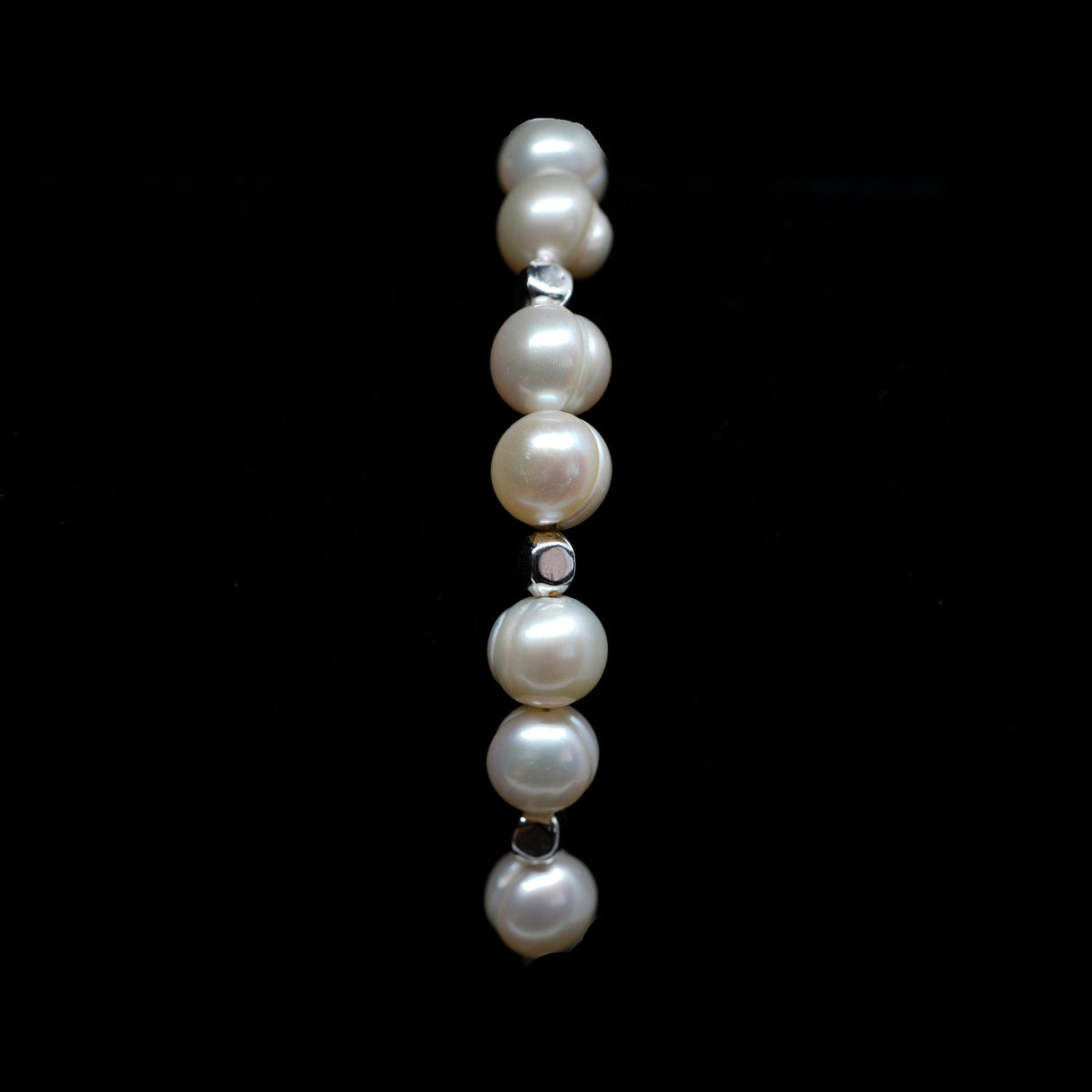 Pearls [White Smoke] Silver Plated Christian Woman Bracelet