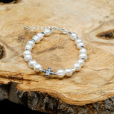 Pearls [White Smoke] Silver Plated Christian Woman Bracelet