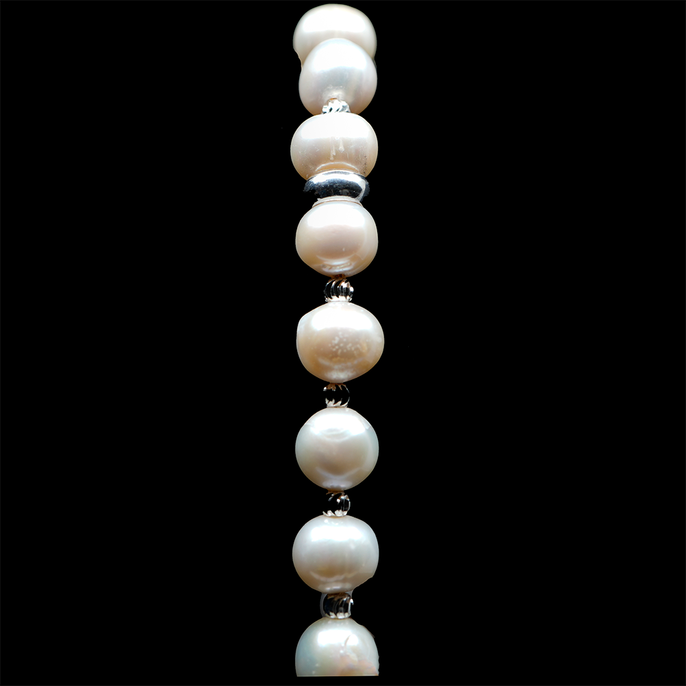 Pearls [Creamy White] 925 Sterling Silver Plated 50 beads Christian Prayer Rope