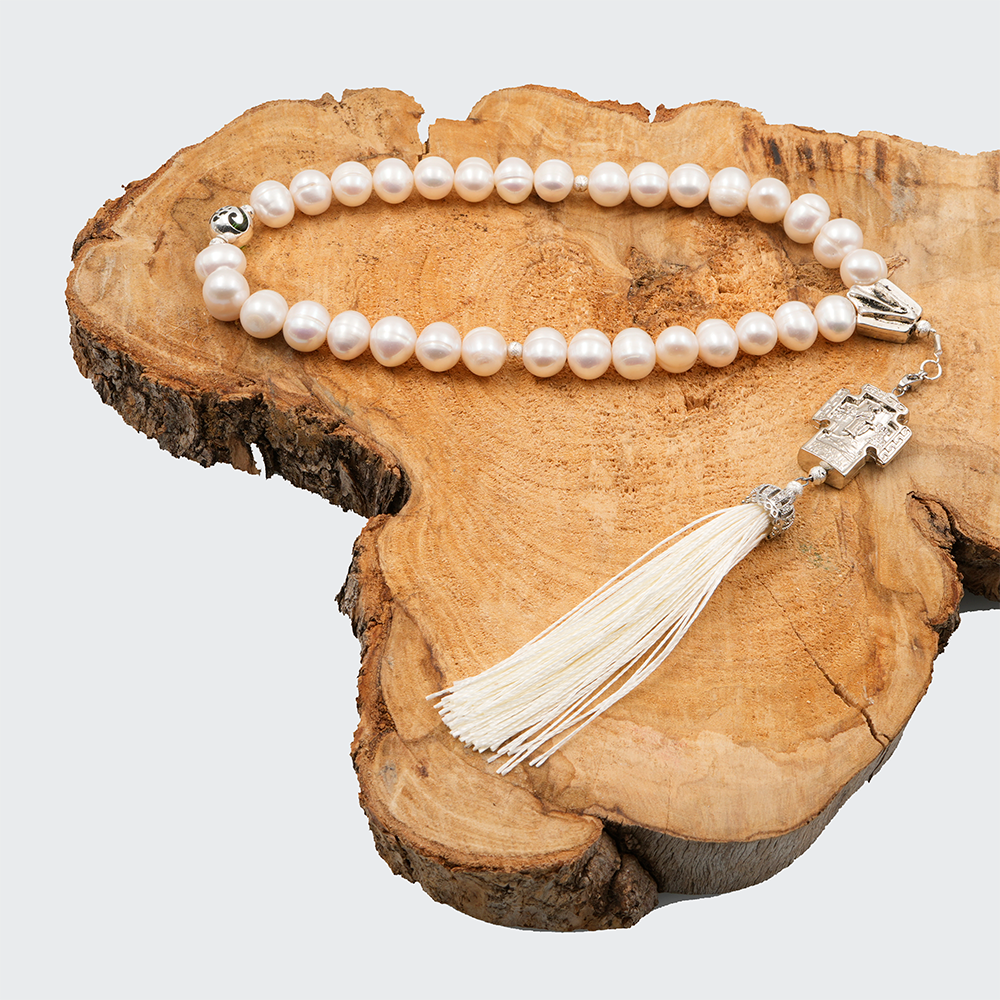 Pearls [Pink] 925 Sterling Silver Plated 33 beads Christian Decorative Rosary [Limited Edition]