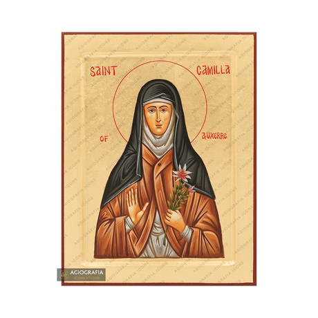 Saint Camille Handwritten Orthodox Icon with Gold Leaves