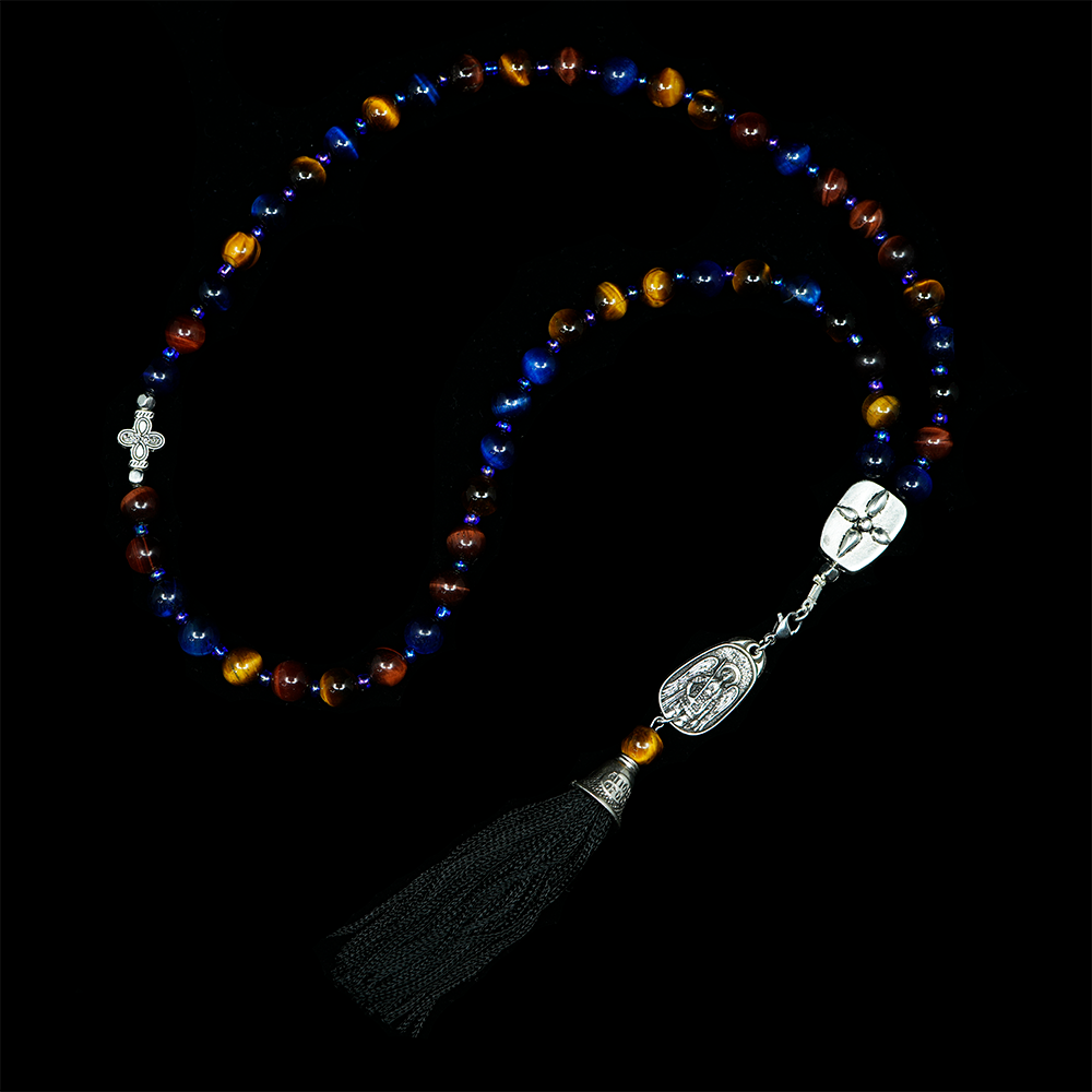 Tiger’s Eye 925 Sterling Silver Plated  50 beads Christian Decorative Rosary [Limited Edition]
