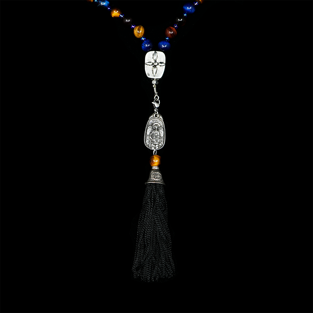 Tiger’s Eye 925 Sterling Silver Plated  50 beads Christian Decorative Rosary [Limited Edition]