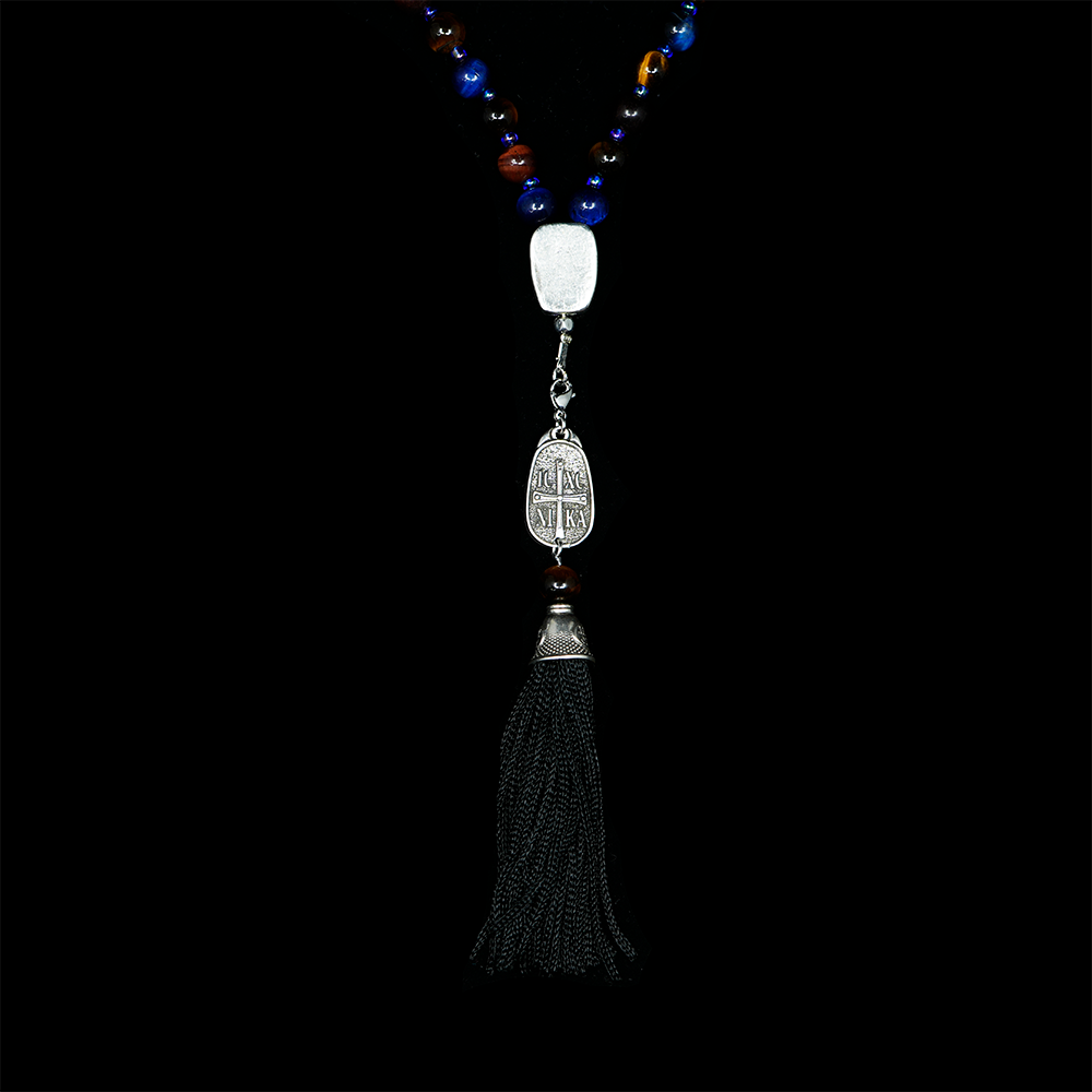 Tiger’s Eye 925 Sterling Silver Plated  50 beads Christian Prayer Rope