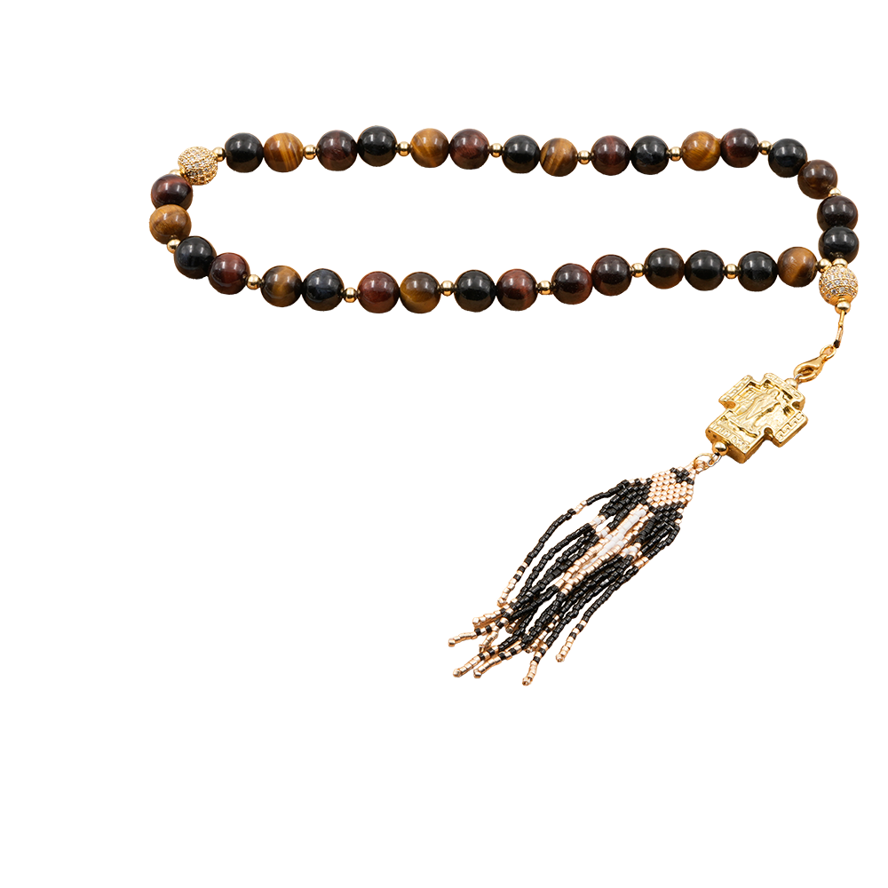Tiger’s Eye 18k Gold Plated  33 beads Christian Decorative Rosary [Limited Edition]
